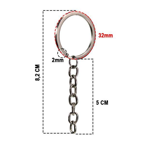 Argola Para Chaveiro C/ Corrente - 28mm + Elo Triangulo 8mm - 10 Peças - RussoArt Imagem de Argola Para Chaveiro C/ Corrente - 28mm + Elo Triangulo 8mm - 10 Peças