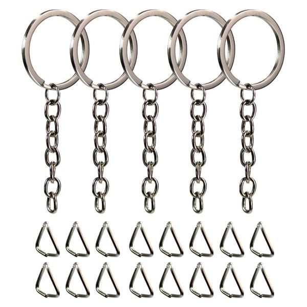 Argola Para Chaveiro C/ Corrente - 28mm + Elo Triangulo 8mm - 10 Peças - RussoArt Imagem de Argola Para Chaveiro C/ Corrente - 28mm + Elo Triangulo 8mm - 10 Peças
