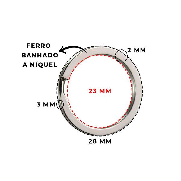 Argola Reforçada Italiana 28mm Prata Sem Corrente Com 500 Unidades - Russo Art Imagem de Argola Reforçada Italiana 28mm Prata Sem Corrente Com 500 Unidades