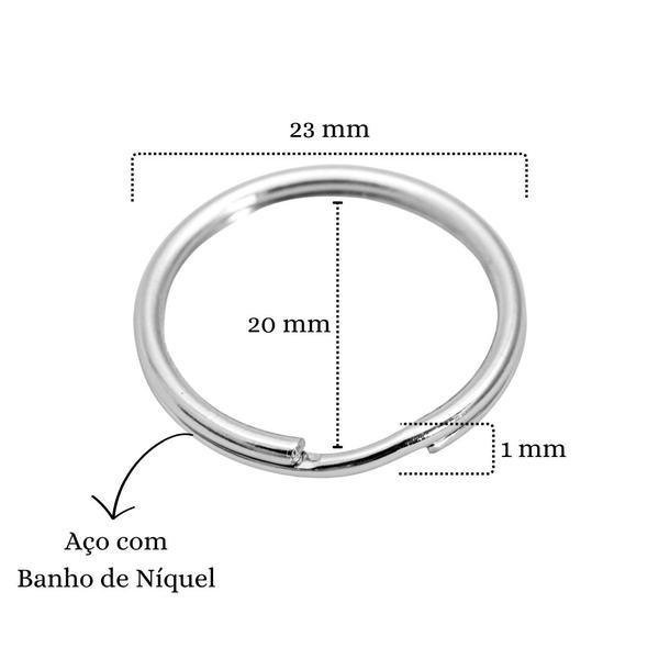 Imagem de Argolas 23mm Resistente Para Chaveiro Sem Corrente Prata Com 300 Peças