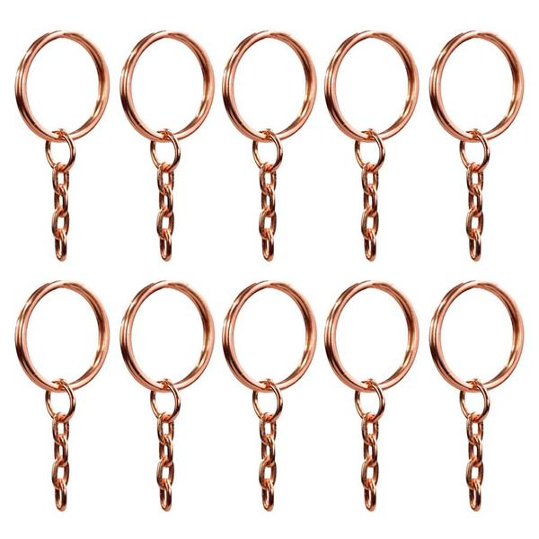 Imagem de Argolas Chaveiro 23mm Com Corrente 5 Elos 100un Rose Gold