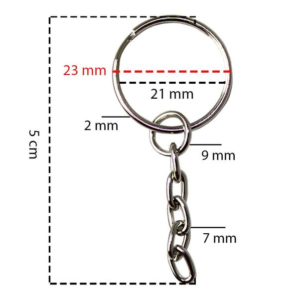 Argolas Para Chaveiro 23mm Com Corrente 5 Elos 1000 Unidades Imagem de Argolas Para Chaveiro 23mm Com Corrente 5 Elos 1000 Unidades
