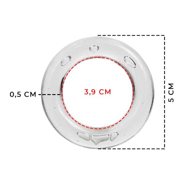 Imagem de Argolas Plásticas Tamanho 5cm Transparente 5mm de Espessura 30 Unidades