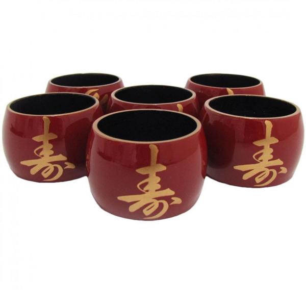 Argolas Porta Guardanapos com Ideograma Vermelho 18 Unidades Nihon Shikko Imagem de Argolas Porta Guardanapos com Ideograma Vermelho 18 Unidades Nihon Shikko