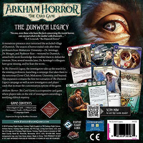 Imagem de Arkham Horror The Card Game The Dunwich Legacy Deluxe EXPANSION   do Jogo de Terror Jogo misterioso   de Jogos de Cartas Cooperativas Idade 14+  1-2 Jogadores  Avg. Playtime 1-2 Horas  Feito por Fantasy Flight Games