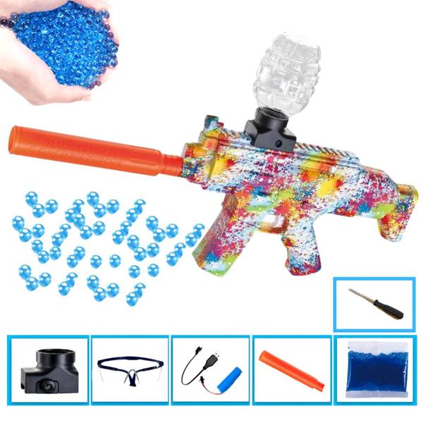 Imagem de Arma Brinquedo Lançador de Bolinha De Gel Ak47 Elétrica Automática Arminha Com Óculos e Silenciador