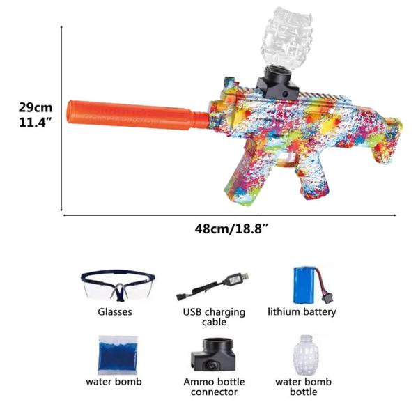 Imagem de Arma Brinquedo Lançador de Bolinha De Gel Ak47 Elétrica Automática Arminha Com Óculos e Silenciador