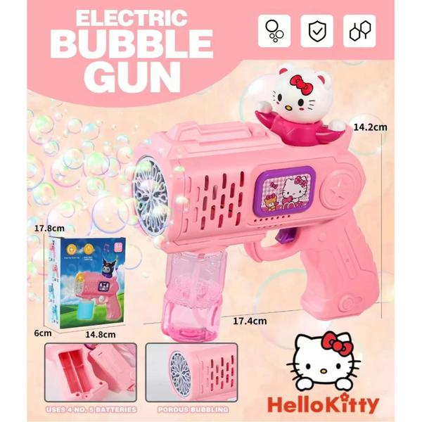 Imagem de Arma de Bolhas Elétrica Hello Kitty para Crianças - Brinquedo para Festas e Jogos ao Ar Livre