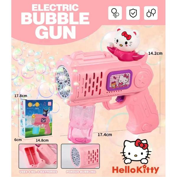 Arma de Bolhas Elétrica Hello Kitty para Crianças - Brinquedo para Festas e Jogos ao Ar Livre Imagem de Arma de Bolhas Elétrica Hello Kitty para Crianças - Brinquedo para Festas e Jogos ao Ar Livre