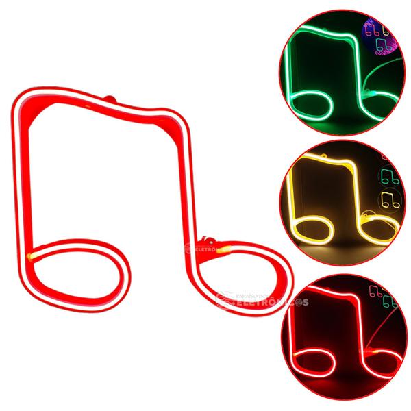 Imagem de Armação Nota Musical Neon LED Vermelho 127V Decoração Alto Brilho Para Natal Baladas DJ - 801715