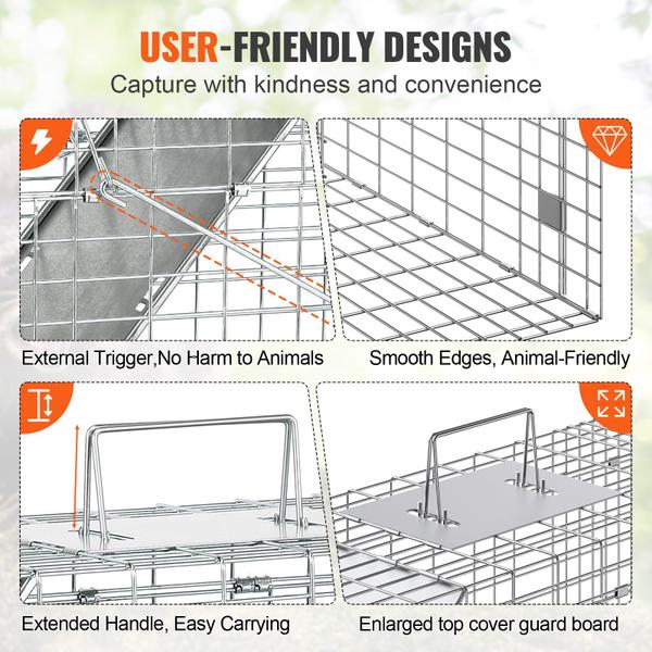 Imagem de Armadilha de gaiola para animais VEVOR Live 31x25x30cm para gato, guaxinim, etc