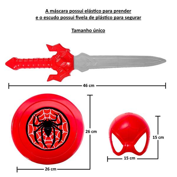 Imagem de Armadura do Aranha Infantil Fantasia Escudos Espada e Luvas