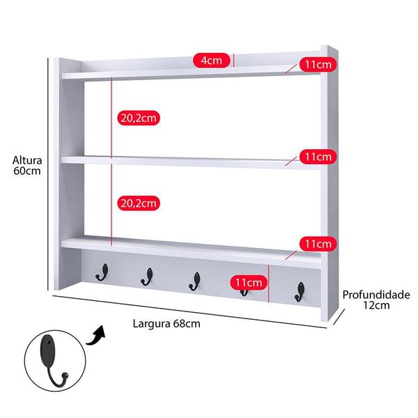 Imagem de Armarinho Amélia Cozinha Ganchos Porta Canecas Xicaras Cantinho Café Armarinho Suspenso Parede - Lojas RPM