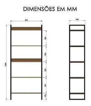 Imagem de Armário 190x80cm Estante Estilo Industrial 05 Prateleiras Mesa