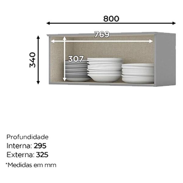 Imagem de Armário Aéreo 1 Porta Basculante 80 cm Americana Cinza  Henn