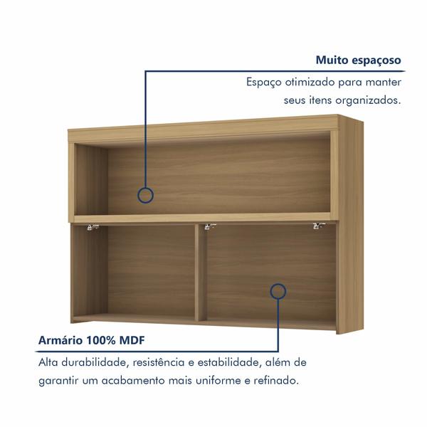 Imagem de Armário Aéreo 1 Porta Basculante Ripado Marquesa 120Cm  100% Mdf