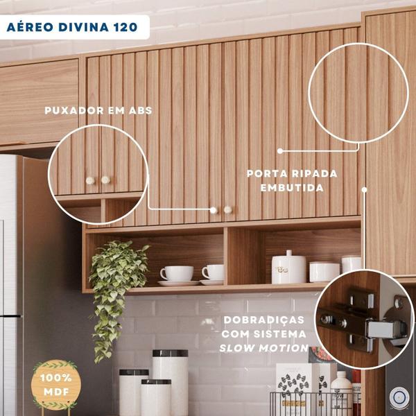 Imagem de Armário Aéreo 120 cm 2 Portas e 2 Nichos Divina Freijó