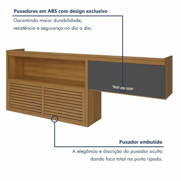 Imagem de Armário Aéreo 2 Portas 1 Nicho Ripado 200 Cm Princesa  100% Mdf