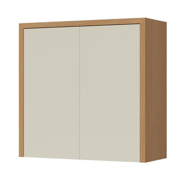 Imagem de Armário Aéreo 2 Portas Nesher Condessa MDF 80cm Carvalho/Greige