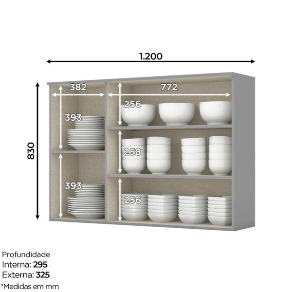 Imagem de Armário Aéreo 3 Portas 120cm Emily Espresso Móveis