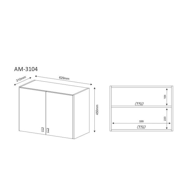 Imagem de Armário Aéreo Alto Multiuso com 2 Portas AM3104 Branco Tecnomobili