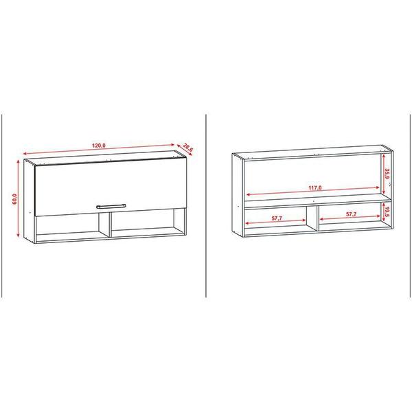 Imagem de Armário Aéreo Ametista 1 Porta Basculante 120 cm Freijó Gris - Kits Paraná