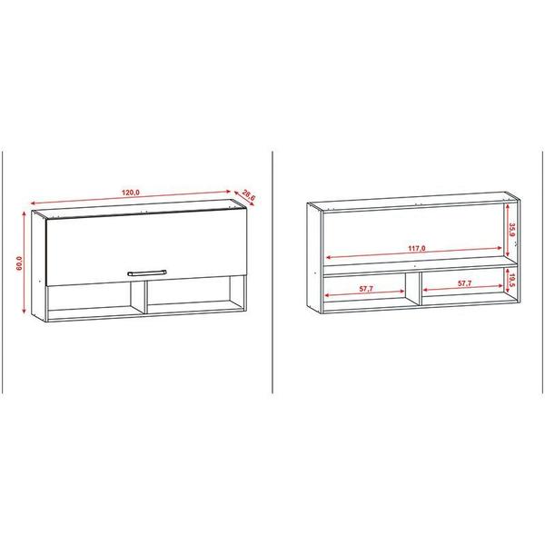 Imagem de Armário Aéreo Ametista 1 Porta Basculante 120 cm Nogueira Off White - Kits Paraná