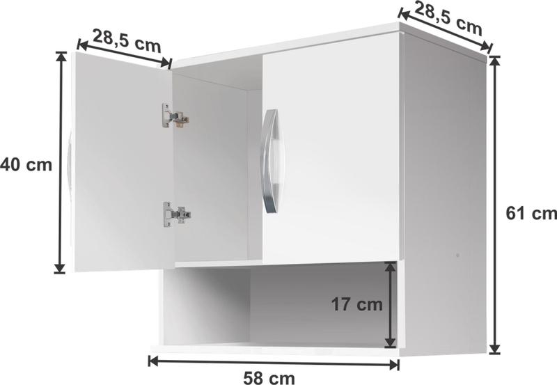 Imagem de Armário Aéreo com Nicho - Ótimo para Pequenos Espaços (58cm de Largura)