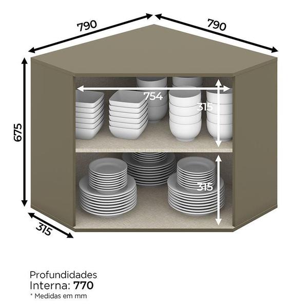 Imagem de Armário Aéreo Connect Canto Obliquo 2 Portas 67 cm Duna Cristal  Henn