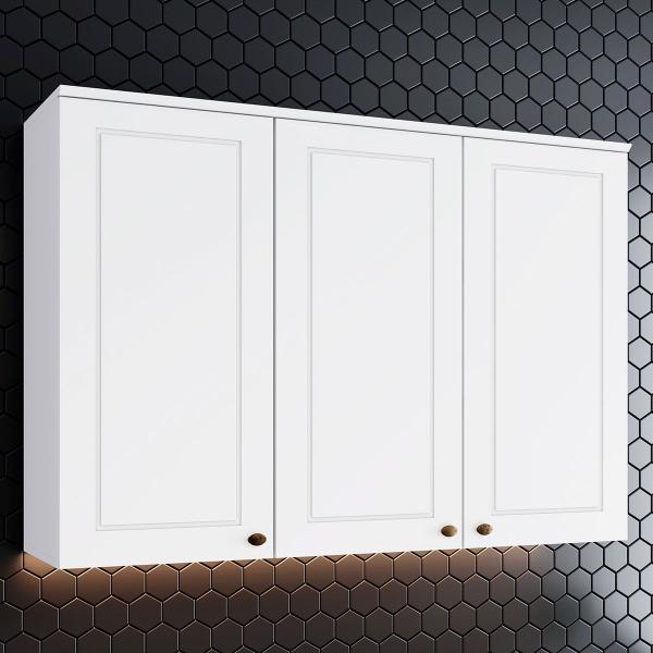 Imagem de Armário Aéreo Cozinha 120 Cm Americana 3 Portas 100% Mdf Branco Hp C352 - Henn