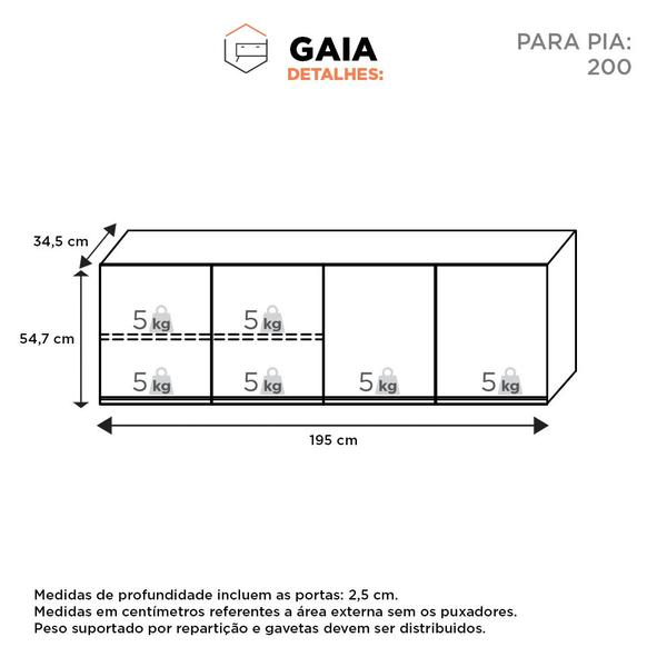 Imagem de Armário Aéreo Cozinha 200 em aço Gaia 4 Portas Branco - Cozimax