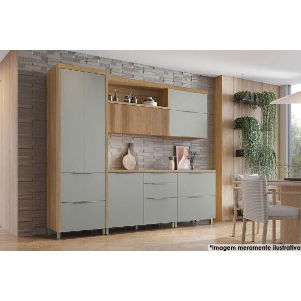 Imagem de Armário Aéreo Cozinha Modulado Marquesa c/ 2 Portas Basculante 80 cm Nature/Verde - Nesher