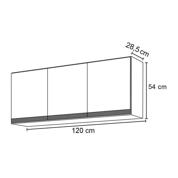 Imagem de Armário Aéreo De Cozinha 03s Tina Preto 120cm