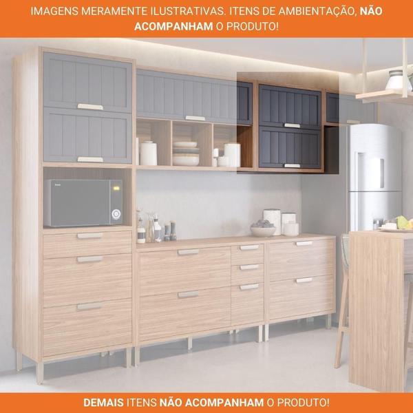 Imagem de Armário Aéreo De Cozinha 100%Mdf 80Cm Com 2 Portas Basculantes Estela Mgm Móveis Freijó/Titanium