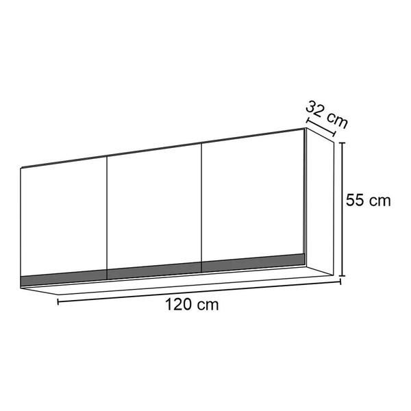 Imagem de Armário Aéreo de Cozinha 3 Portas 120cm Andréia