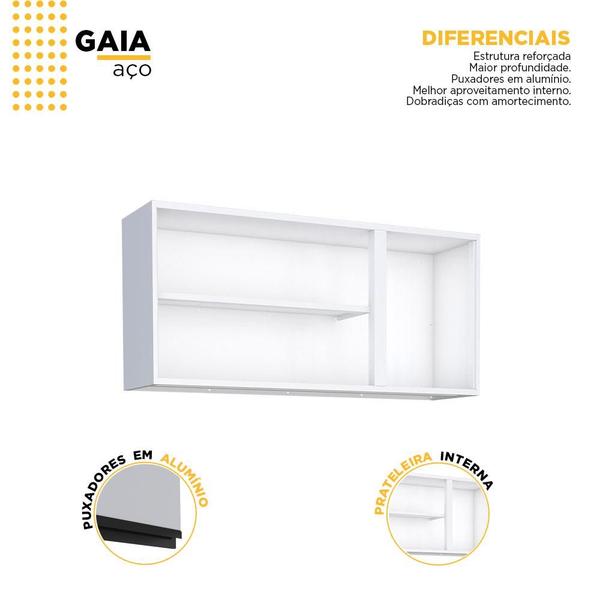 Imagem de Armário Aéreo de Cozinha 3 Portas Gaia Flat 120 Cozimax Preto