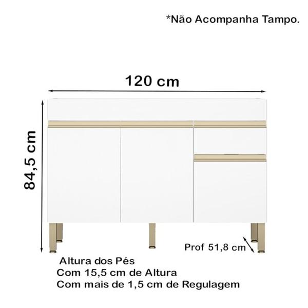 Imagem de Armario Aereo E Balcao Pia 120 cm 2959X2960 Sup Sup Freijo KTP