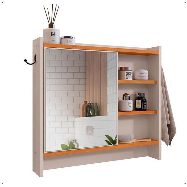 Armário Aéreo Espelheira Armarinho para Banheiro com Espelho Genova - Off White/Cinamomo -... Armário Aéreo Espelheira Armarinho para Banheiro com Espelho Genova - Off White/Cinamomo -...