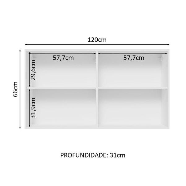 Imagem de Armário Aéreo Madesa Lux 120 cm 2 Portas - Branco/Branco Veludo