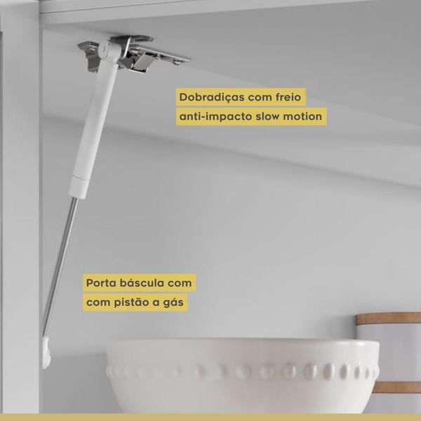 Imagem de Armário Aéreo Marquesa Nesher MDF 1 Porta Basculante e 1 Nicho Para Microondas Branco