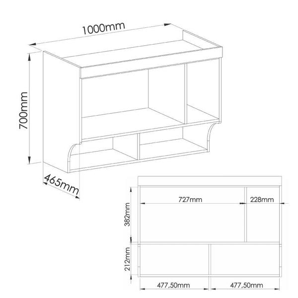 Imagem de Armário Aéreo Modulado Infinity Solteiro com 1 Porta - Macadâmia/Branco Line