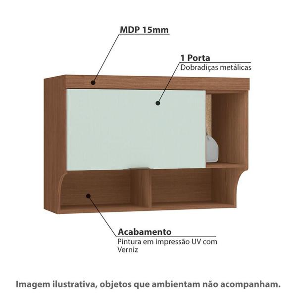 Imagem de Armário Aéreo Modulado Infinity Solteiro com 1 Porta - Macadâmia/Pistache