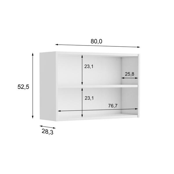 Imagem de Armário Aéreo Multiuso Cozinha Com Vidro 2 Portas Branco