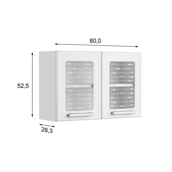 Imagem de Armário Aéreo Multiuso Cozinha Com Vidro 2 Portas Branco