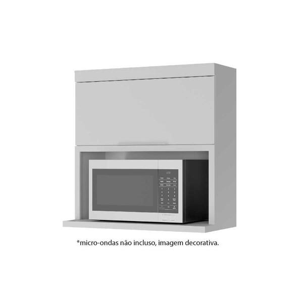 Imagem de Armário Aéreo p/ Cozinha Marquesa c/ 1 Porta c/ nicho para Microondas 80cm Branca - Nesher