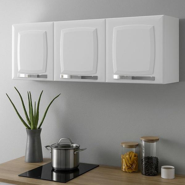 Armário Aéreo Rose 105cm com 3 Portas Branco Itatiaia Armário Aéreo Rose 105cm com 3 Portas Branco Itatiaia