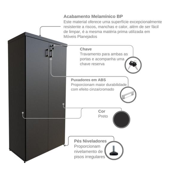 Imagem de Armário Alto 2 Portas para Escritório Preto