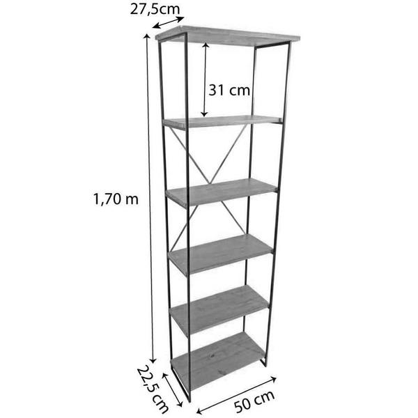 Imagem de Armário Arara Industrial Closet Completo Modular Ample de Ferro e Madeira Nozes e Preto