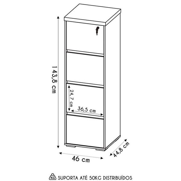 Imagem de Armário Arquivo Com Chave 4 Gavetas Corp A06 Freijó/branco - Mpozenato