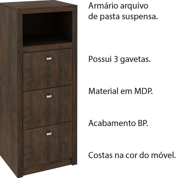 Imagem de Armário Arquivo para Escritório Home Office ME4118 MDP Rustico G69 - Gran Belo